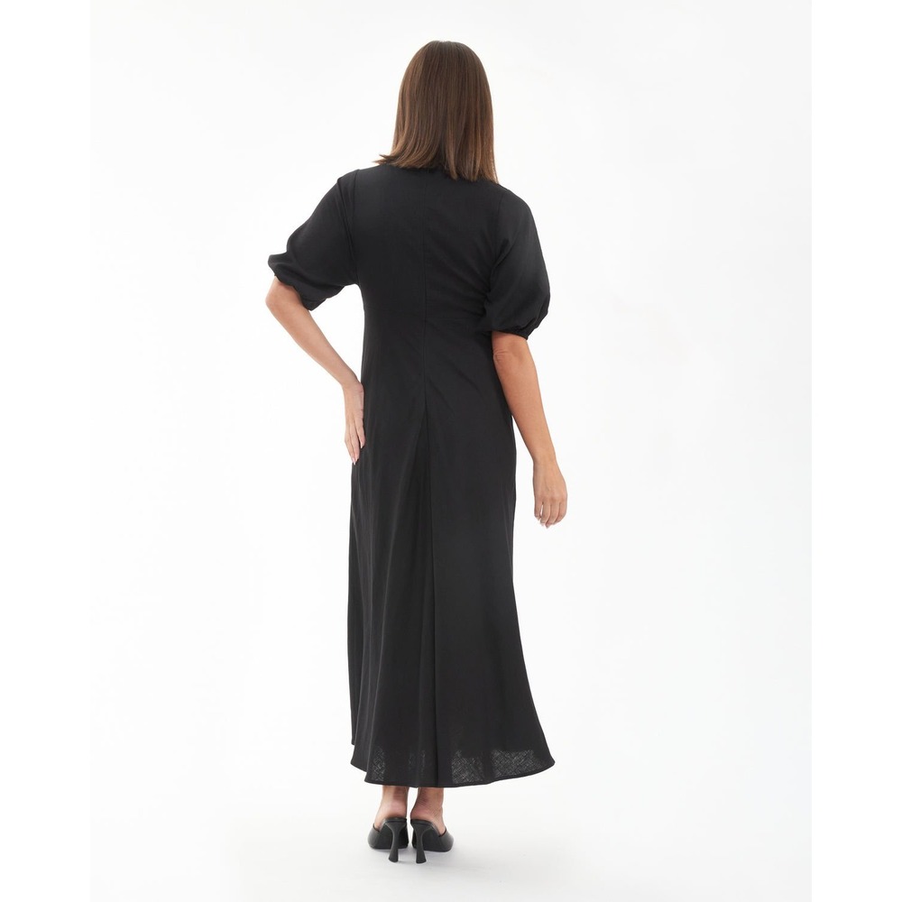 Ripe Maternity Camille Dress – Black Knot Front Empire Waist Midi – Size Medium - Picture 10 of 11